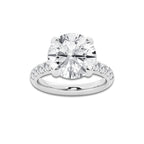 7.55 ctw Round Lab-Grown Diamond Pave Engagement Ring in Platinum for Women | E Color, VS1 Clarity, IGI Certified 7.00 ct Center Diamond