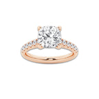 3.40 ctw Cushion Lab-Grown Diamond Pave Engagement Ring in 14K Rose Gold for Women | D Color, VVS1 Clarity, IGI Certified 3.00 ct Center Diamond