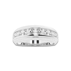 1 ctw Round Lab Grown Diamond Men's Channel Set Wedding Band 14K White Gold, DE, VS1