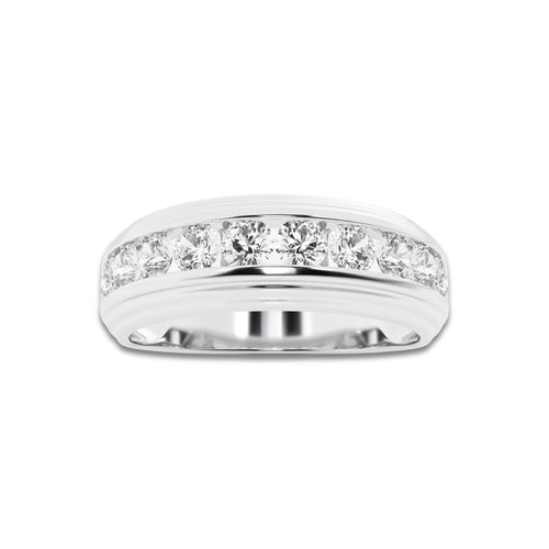 1 ctw Round Lab Grown Diamond Men's Channel Set Wedding Band 14K White Gold, DE, VS1