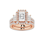 Harmony 4 1/3 ctw Radiant Lab Grown Diamond Bridal Set 14K Rose Gold, D, VVS | IGI Certified, 2 ct Center