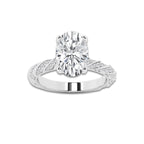 4.42 ctw Oval Lab-Grown Diamond Twisted Band Engagement Ring in Platinum for Women | Colorless E, VS1 Clarity, IGI Certified 4.00 ct Center Diamond