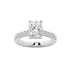 2.28 ctw Elongated Cushion Lab-Grown Diamond Hidden Halo Side Stone Engagement Ring in 18K White Gold for Women | Colorless D, VVS1 Clarity, IGI Certified 2.00 ct Center Diamond