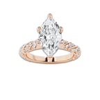 1.94 ctw Marquise Lab-Grown Diamond Twisted Band Engagement Ring in 14K Rose Gold for Women | Colorless D, VVS1 Clarity, IGI Certified 1.50 ct Center Diamond