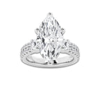 6.96 ctw Marquise Lab-Grown Diamond Three Stone Double Row Engagement Ring in Platinum for Women | E Color, VS1 Clarity, IGI Certified 6.00 ct Center Diamond