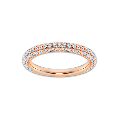 Addie 5/8 ctw Round Lab Grown Diamond Rollover Pave Wedding Band 14K Rose Gold, DE, VS1