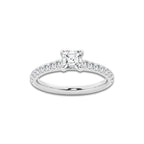 1.14 ctw Asscher Lab-Grown Diamond Pave Engagement Ring in 14K White Gold for Women | E Color, VS1 Clarity, IGI Certified 0.75 ct Center Diamond