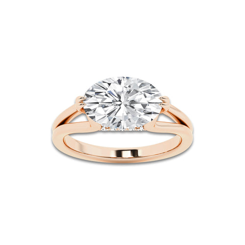 Embrace 3 1/6 ctw Oval Lab Grown Diamond Solitaire Engagement Ring 14K Rose Gold, E, VS1 | Certified, 3 ct Center