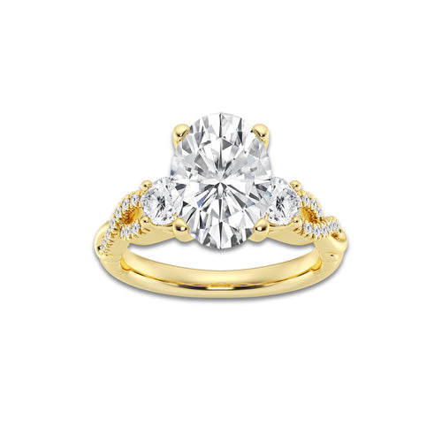 6.61 ctw Oval Lab-Grown Diamond Side Stone Engagement Ring in 14K Yellow Gold for Women | Colorless D, VVS1 Clarity, IGI Certified 6.00 ct Center Diamond