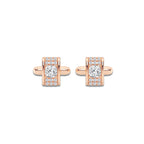 2 3/4 ctw Cushion Lab Grown Diamond with Waterfall Pave Cufflinks 14K Rose Gold, E, VS1