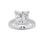 4.35 ctw Princess Lab-Grown Diamond Hidden Halo Side Stone Engagement Ring in 18K White Gold for Women | Colorless E, VS1 Clarity, IGI Certified 4.00 ct Center Diamond
