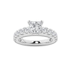 2.00 ctw Princess Lab-Grown Diamond Split-Prong Set Side Stone Engagement Ring in 14K White Gold for Women | Colorless D, VVS1 Clarity, IGI Certified 1.00 ct Center Diamond