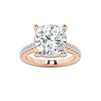7.37 ctw Cushion Lab-Grown Diamond Hidden Halo Side Stone Engagement Ring in 18K Rose Gold for Women | Colorless D, VVS1 Clarity, IGI Certified 7.00 ct Center Diamond