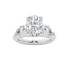 2.62 ctw Oval Lab-Grown Diamond Side Stone Engagement Ring in Platinum for Women | Colorless D, VVS1 Clarity, IGI Certified 2.00 ct Center Diamond