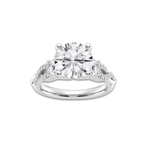 5.61 ctw Round Lab-Grown Diamond Side Stone Engagement Ring in Platinum for Women | Colorless D, VVS1 Clarity, IGI Certified 5.00 ct Center Diamond