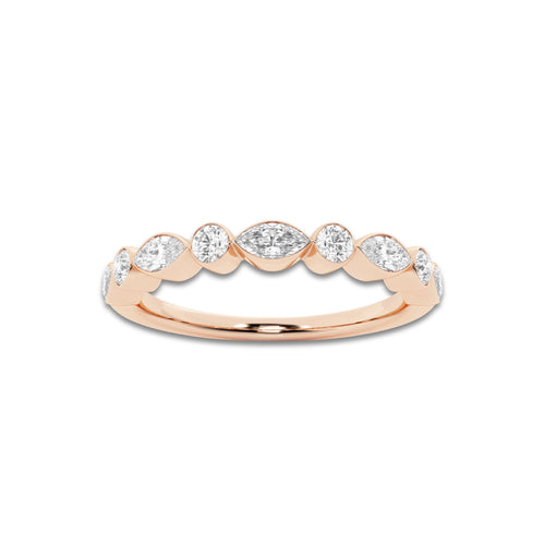 Jacqueline 3/8 ctw Round and Marquise Lab Grown Diamond Stackable Ring 14K Rose Gold, DE, VS1