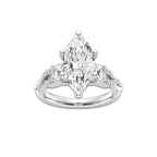 7.61 ctw Marquise Lab-Grown Diamond Side Stone Engagement Ring in 14K White Gold for Women | Colorless D, VVS1 Clarity, IGI Certified 7.00 ct Center Diamond