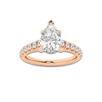 1.91 ctw Pear Lab-Grown Diamond Pave Engagement Ring in 14K Rose Gold for Women | E Color, VS1 Clarity, IGI Certified 1.50 ct Center Diamond