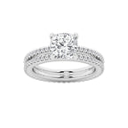 2.69 ctw Cushion Lab-Grown Diamond Double Row Diamond Engagement Ring in Platinum for Women | Colorless D, VVS1 Clarity, IGI Certified 2.00 ct Center Diamond