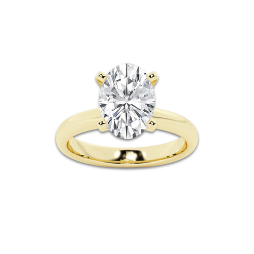 2.50 ctw Oval Lab-Grown Diamond Minimalist Engagement Ring in 14K Yellow Gold for Women | E Color, VS1 Clarity, IGI Certified