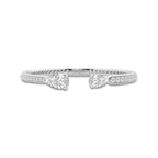 6 2/5 ctw Pear Lab Grown Diamond Hinged Open Pave Bangle Bracelet 14K White Gold, E, VS1