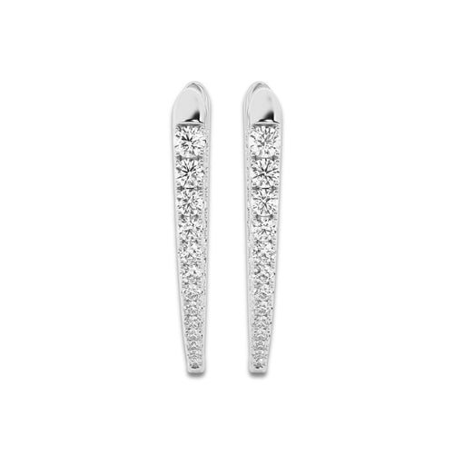 3 ctw Round Lab Grown Diamond Graduated Inside Out Hoop Earrings 14K White Gold, DE, VS1