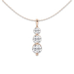 1 1/2 ctw Round Lab Grown Diamond Three-Stone Drop Pendant with Adjustable Chain 14K Rose Gold, DE, VS1