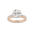 3.40 ctw Round Lab-Grown Diamond Pave Engagement Ring in 14K Rose Gold for Women | D Color, VVS1 Clarity, IGI Certified 3.00 ct Center Diamond