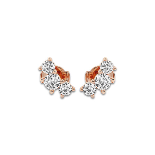 1 ctw Round Lab Grown Diamond Three-Stone Earrings 14K Rose Gold, DE, VS1
