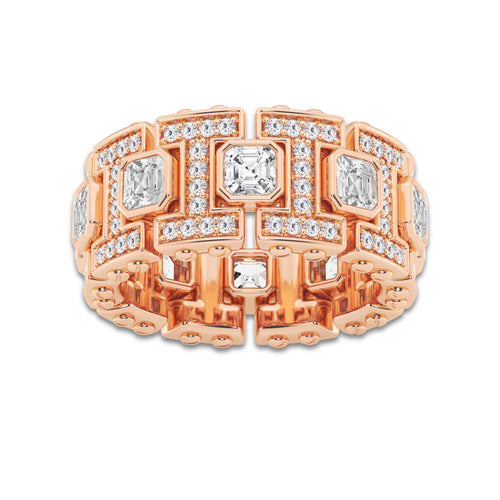 5 ctw Asscher Lab Grown Diamond Eternity Band - 11.2mm Width 14K Rose Gold, DE, VS1