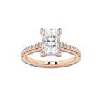 2.25 ctw Radiant Lab-Grown Diamond Hidden Halo Side Stone Engagement Ring in 18K Rose Gold for Women | Colorless E, VS1 Clarity, IGI Certified 2.00 ct Center Diamond