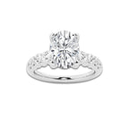 2.04 ctw Oval Lab-Grown Diamond Side Stone Engagement Ring in Platinum for Women | Colorless E, VS1 Clarity, IGI Certified 1.50 Ct Center Diamond