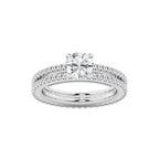 1.69 ctw Round Lab-Grown Diamond Double Row Diamond Engagement Ring in 14K White Gold for Women | Colorless E, VS1 Clarity, IGI Certified 1.00 ct Center Diamond