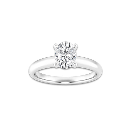 1.00 ctw Oval Lab-Grown Diamond Minimalist Engagement Ring in 14K White Gold for Women | E Color, VS1 Clarity, IGI Certified