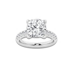 5.43 ctw Cushion Lab-Grown Diamond Pave Engagement Ring in 14K White Gold for Women | E Color, VS1 Clarity, IGI Certified 5.00 ct Center Diamond