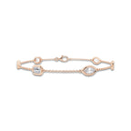 1 1/5 ctw Emerald & Marquise Lab Grown Diamond Station Chain Bracelet - 7 Inches 14K Rose Gold, DE, VS1