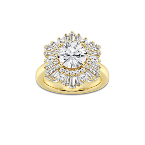 Nix 2 1/2 ctw Round Lab Grown Diamond Halo Engagement Ring 18K Yellow Gold, D, VVS | IGI Certified, 1 1/2 ct Center