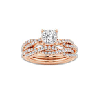 Adore 1 1/2 ctw Cushion Lab Grown Diamond Woven Bridal Set 14K Rose Gold, D, VVS | IGI Certified, 1 ct Center