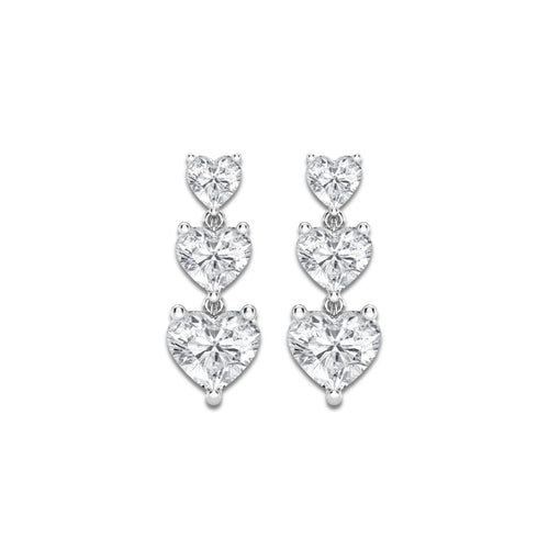 7 ctw Heart Lab Grown Diamond Drop Earrings 14K White Gold, E, VS1