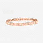 4 1/6 ctw Fancy Pink Emerald Lab Grown Diamond Bangle Bracelet 7 Inches - 18K Rose Gold Plated Vermeil 18K Rose Vermeil