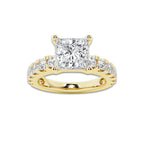 2.50 ctw Princess Lab-Grown Diamond Split-Prong Set Side Stone Engagement Ring in 14K Yellow Gold for Women | Colorless D, VVS1 Clarity, IGI Certified 1.50 ct Center Diamond