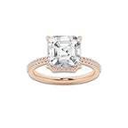 Emrey 4 1/3 ctw Asscher Lab Grown Diamond Side Stone Engagement Ring 18K Rose Gold, D, VVS | IGI Certified, 4 ct Center