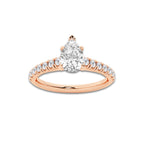 0.89 ctw Pear Lab-Grown Diamond Pave Engagement Ring in 14K Rose Gold for Women | E Color, VS1 Clarity, IGI Certified 0.50 ct Center Diamond