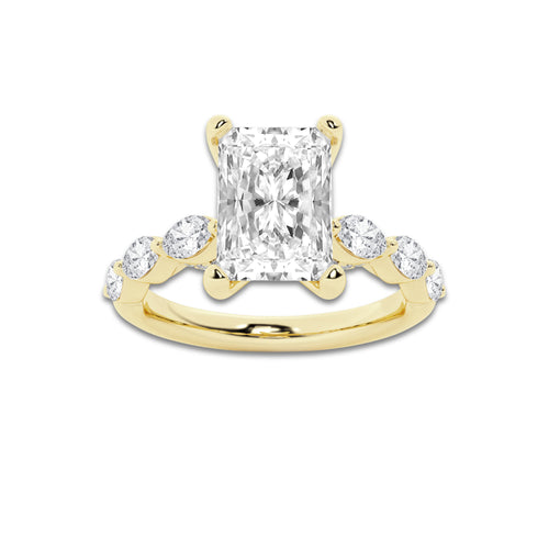 1.91 ctw Radiant Lab-Grown Diamond Marquise Side Stone Engagement Ring in 14K Yellow Gold for Women | Colorless D, VVS1 Clarity, IGI Certified 1.50 ct Center Diamond