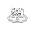 8.55 ctw Heart Lab-Grown Diamond Pave Engagement Ring in 14K White Gold for Women | E Color, VS1 Clarity, IGI Certified 8.00 ct Center Diamond