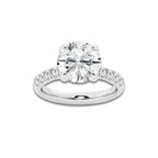 4.43 ctw Round Lab-Grown Diamond Pave Engagement Ring in Platinum for Women | E Color, VS1 Clarity, IGI Certified 4.00 ct Center Diamond