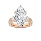 7.96 ctw Marquise Lab-Grown Diamond Three Stone Double Row Engagement Ring in 14K Rose Gold for Women | E Color, VS1 Clarity, IGI Certified 7.00 ct Center Diamond