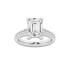 4.43 ctw Emerald Lab-Grown Diamond Pave Engagement Ring in Platinum for Women | E Color, VS1 Clarity, IGI Certified 4.00 ct Center Diamond