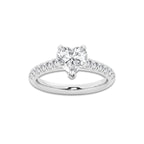 1.91 ctw Heart Lab-Grown Diamond Pave Engagement Ring in Platinum for Women | E Color, VS1 Clarity, IGI Certified 1.50 ct Center Diamond