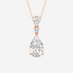 4 ctw Pear Lab Grown Diamond Hinged Pendant 18K Rose Gold, E, VS1 | IGI Certified, 3 1/2 ct Center